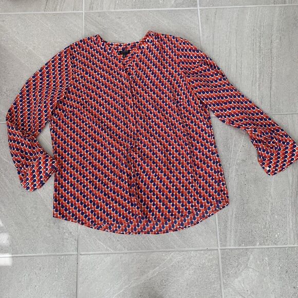 Talbots Blouse Front Blouse, Tunic White Blue Red Orange XL - Picture 1 of 4